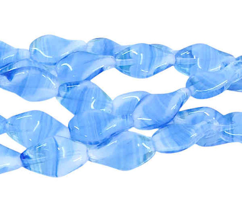 Crystal, Aqua, & White Givre' Oval Twist Beads, 12x8mm (Qty: 16)
