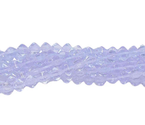 Czech Glass 6mm Pressed Bicone Beads, Transparent Periwinkle (Qty: 25)