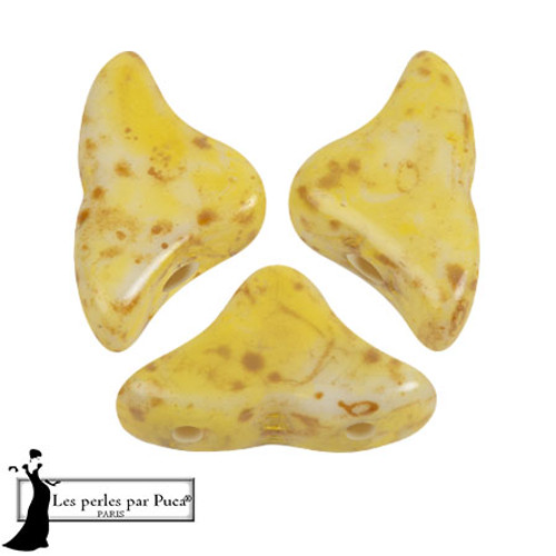 Helios par Puca Beads, White Stony Beige Yellow (Qty: 25)