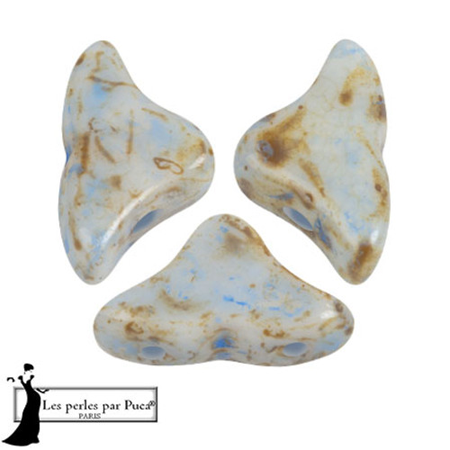 Helios par Puca Beads, White Stony Blue (Qty: 25)