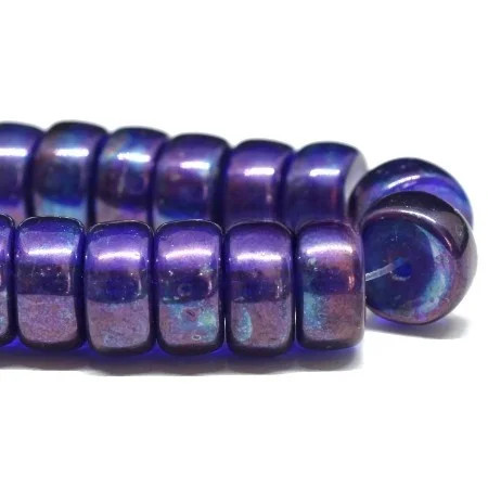 NEW 3 x 6mm Czech Glass Heishi Beads, Sapphire Blue w/Mother of Pearl Wash (Qty: 50)