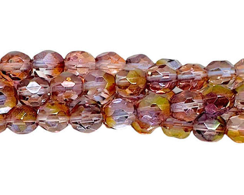 7mm Fire Polish, 1/2 Purple Luster 1/2 Rose Gold Luster (28 Pcs)