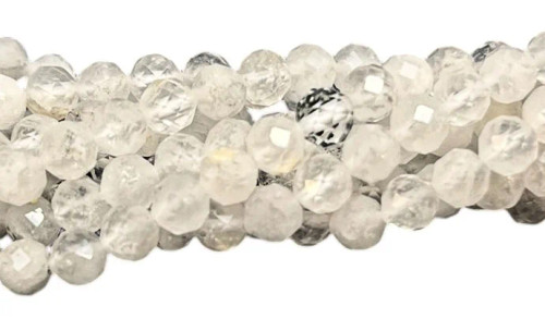 Natural Rainbow Moonstone, 4.5mm Faceted Rounds (15" strand) Some natural inclusions