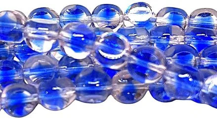 Czech Glass Tri-Cut Round Beads, Pink & Blue Givre' (Qty: 27)