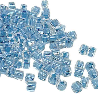 3mm Cube Bead, #2606, Sparkling Blue-Lined Crystal (10 gr.) (Miyuki)