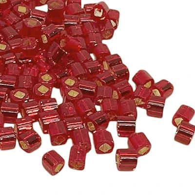 3mm Cube Bead, #25C, Silver-Lined Ruby (10 gr.) (Toho)