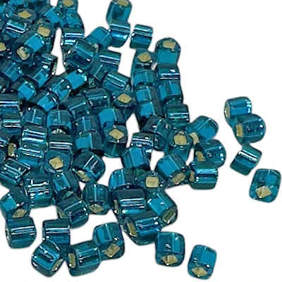3mm Cube Bead, #27BD, Silver-Lined Teal (10 gr.) (Toho)