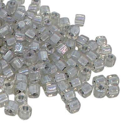 3mm Cube Bead, #261, Gray-Lined Crystal AB (10 gr.) (Toho)