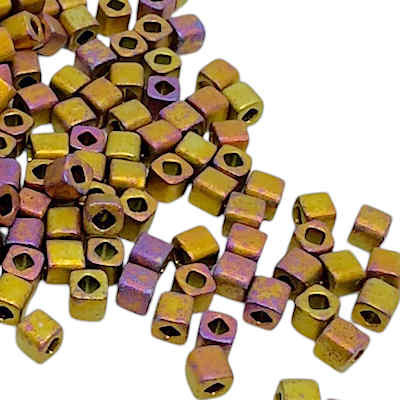 3mm Cube Bead, #514F, Higher Metallic Frosted Copper Twilight (10 gr.) (Toho)