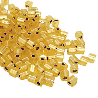 3mm Cube Bead, #3F, Matte Silver-Lined Gold (10 gr.) (Miyuki) Discontinued