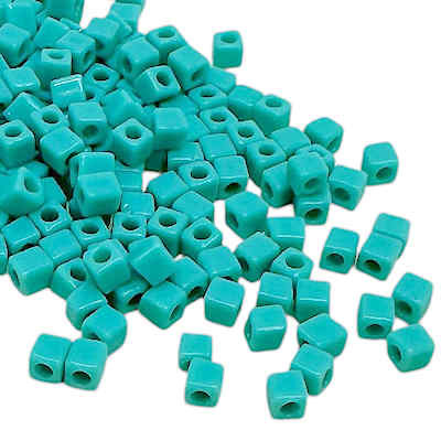 3mm Cube Bead, #412, Opaque Turquoise Green (10 gr.) (Miyuki) Discontinued