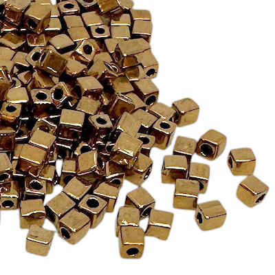 3mm Cube Bead, #457L, Metallic Light Bronze (10 gr.) (Miyuki) Discontinued