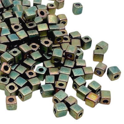 3mm Cube Bead, #2035, Matte Metallic Khaki Iris (10 gr.) (Miyuki)