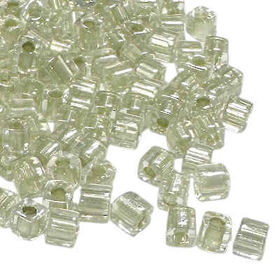 3mm Cube Bead, #2604 Pale Lime-Lined Crystal (10 gr.) (Miyuki)
