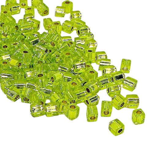 4mm Cube Beads, #14, Silver-Lined Chartreuse (10 gr.) (Miyuki)