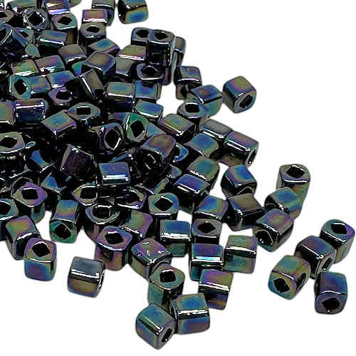 4mm Cube Beads, #86, Jet Metallic Iris (10 gr.) (Toho)