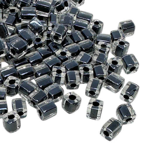 4mm Cube Beads, #1106, Black-Lined Crystal (10 gr.) (Miyuki)