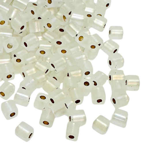 4mm Cube Beads, #01F, Matte Silver-Lined Crystal (10 gr.) (Miyuki)