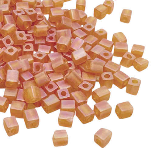 4mm Cube Beads, #133FR, Matte Transparent Topaz AB (10 gr.) (Miyuki)