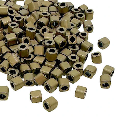 4mm Cube Beads, #F457, Matte Metallic Golden Brown (10 gr.) (Toho) Discontinued
