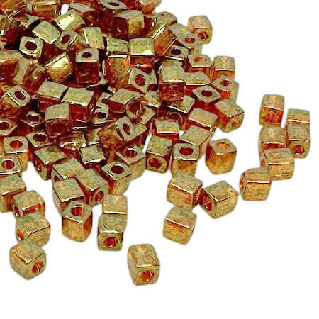 4mm Cube Beads, #311, Topaz Gold Luster (10 gr.) (Miyuki) Discontinued