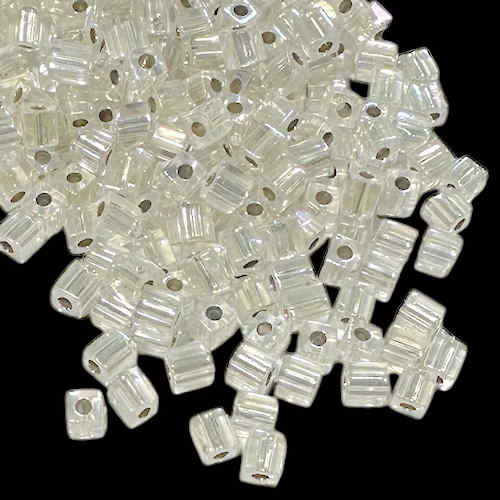 4mm Cube Beads, #1104, White-Lined Crystal (10 gr.) (Miyuki)