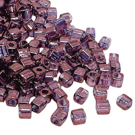 4mm Cube Beads, #201, Gold-Lustered Amethyst (10 gr.) (Toho)