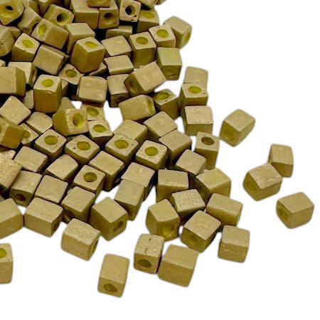4mm Cube Beads, #F463i, Matte Yellow Gold (10 gr.) (Toho) Discontinued