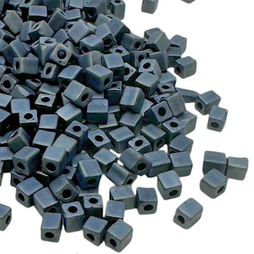 4mm Cube Beads, #451F, Matte Hematite (10 gr.) (Miyuki) Discontinued