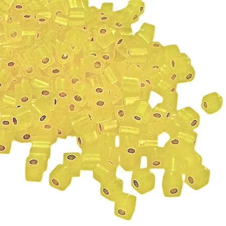 4mm Cube Beads, #6F, Matte Silver-Lined Yellow (10 gr.) (Miyuki)