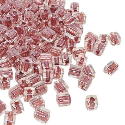 4mm Cube Beads, #2601, Sparkling Antique Rose Color-Lined Crystal (10 gr.) (Miyuki)