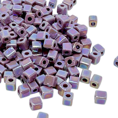 4mm Cube Beads, #410R, Opaque Amethyst AB (10 gr.) (Miyuki)