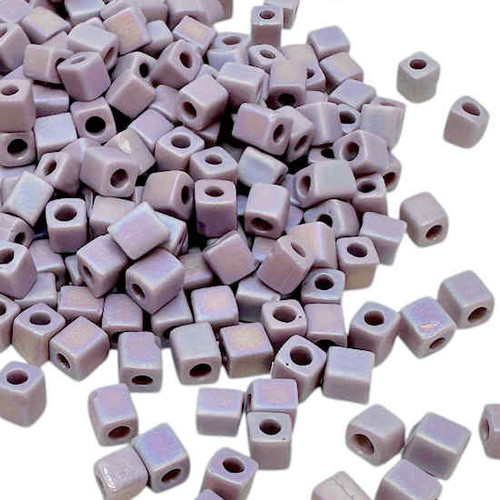 4mm Cube Beads, #410FR, Matte Opaque Amethyst AB(10 gr.) (Miyuki)