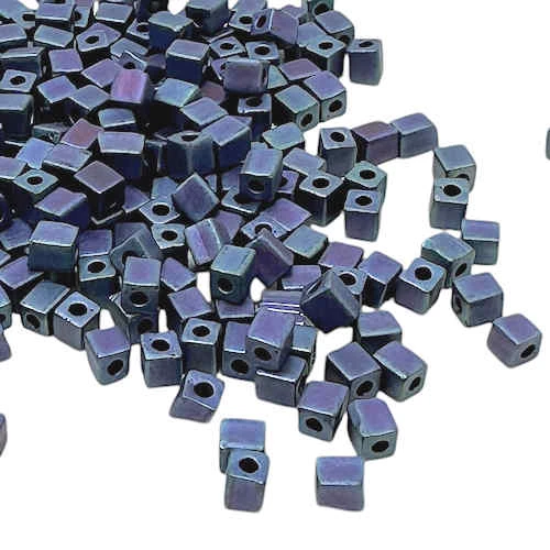 4mm Cube Beads, #F460J, Matte Metallic Purple Iris (10 gr.) (Toho) Discontinued