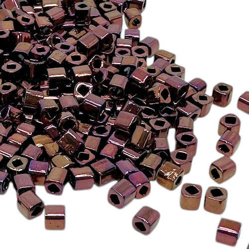 4mm Cube Beads, #F457A, Matte Metallic Dark Brown (10 gr.) (Toho) Discontinued