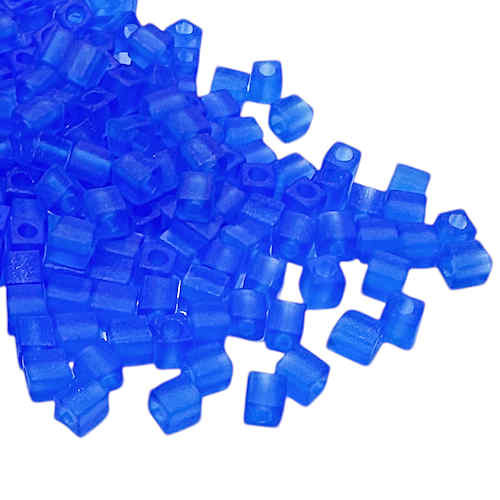 4mm Cube Beads, #150F, Matte Transparent Sapphire Blue (10 gr.) (Miyuki)