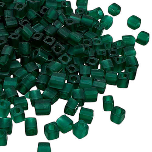 4mm Cube Beads, #147F, Matte Transparent Dark Green (10 gr.) (Miyuki)