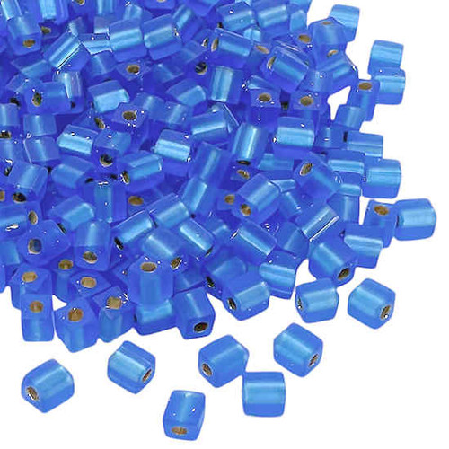 4mm Cube Beads, #19F, Matte Silver-Lined Sapphire (10 gr.) (Miyuki)