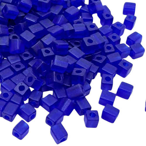 4mm Cube Beads, #151F, Matte Transparent Cobalt (10 gr.) (Miyuki)