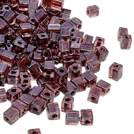 4mm Cube Beads, #2645, Antique Rose-Lined Amethyst (10 gr.) (Miyuki)