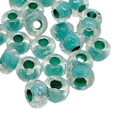 Faceted Large Hole Faceted Rondelle/Roller Beads, Emerald-Lined Crystal, 5x8mm (Qty: 25) 3mm Hole