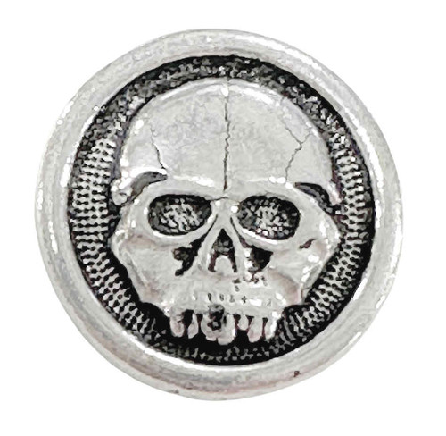 TierraCast Skull Button, Antiqued Silver-Plate, 16.8mm (Qty: 1) Discontinued