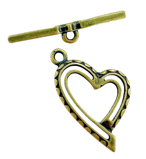 Modern Heart Toggle Clasp, Gold-Plated, 15 x 26mm (Qty: 1) Discontinued