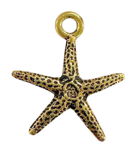 TierraCast Sea Star Charm,  Antique Gold Plate (18.5x20mm) (Qty: 1) Discontinued
