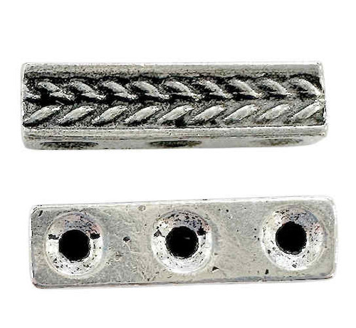 TierraCast Braided 3-Hole Spacer Bar,  Antiqued Silver Plate, 15.25 x 3.8mm (Qty: 2) Discontinued