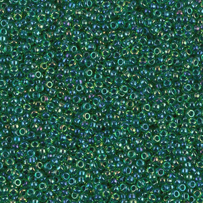 15-0332, Dark Blue-Lined Green AB (14 gr.) Miyuki