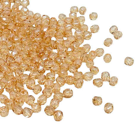3mm Fire Polish, Crystal Champagne  Luster (Qty: 50)
