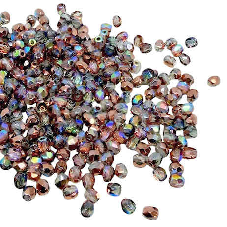 3mm Fire Polish, Crystal Copper AB (Qty: 50)