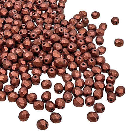4mm Fire Polish, Matte Metallic Copper (Qty: 50)