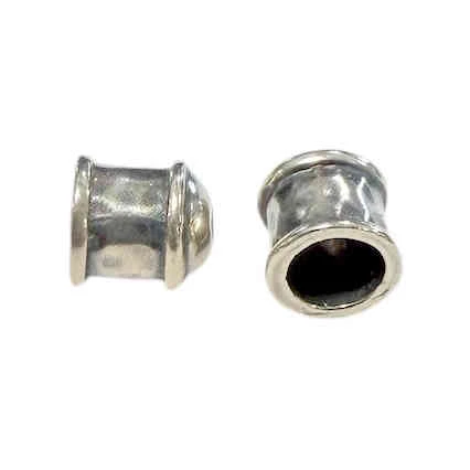 Antique Silver-Plated Textured End Caps, ID 8.5mm (Qty: 1 pair) (Discontinued)